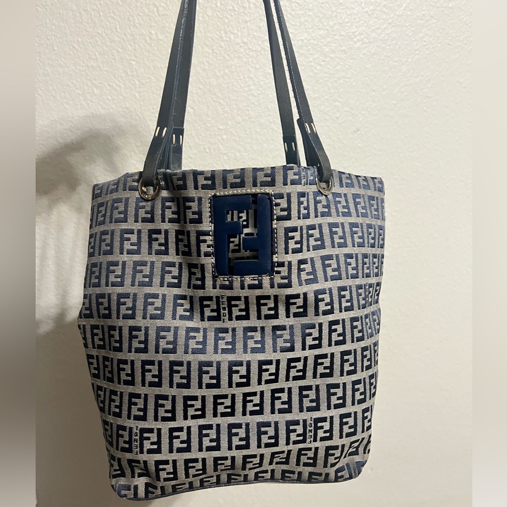 Fendi Navy and Gray Monogram Tote